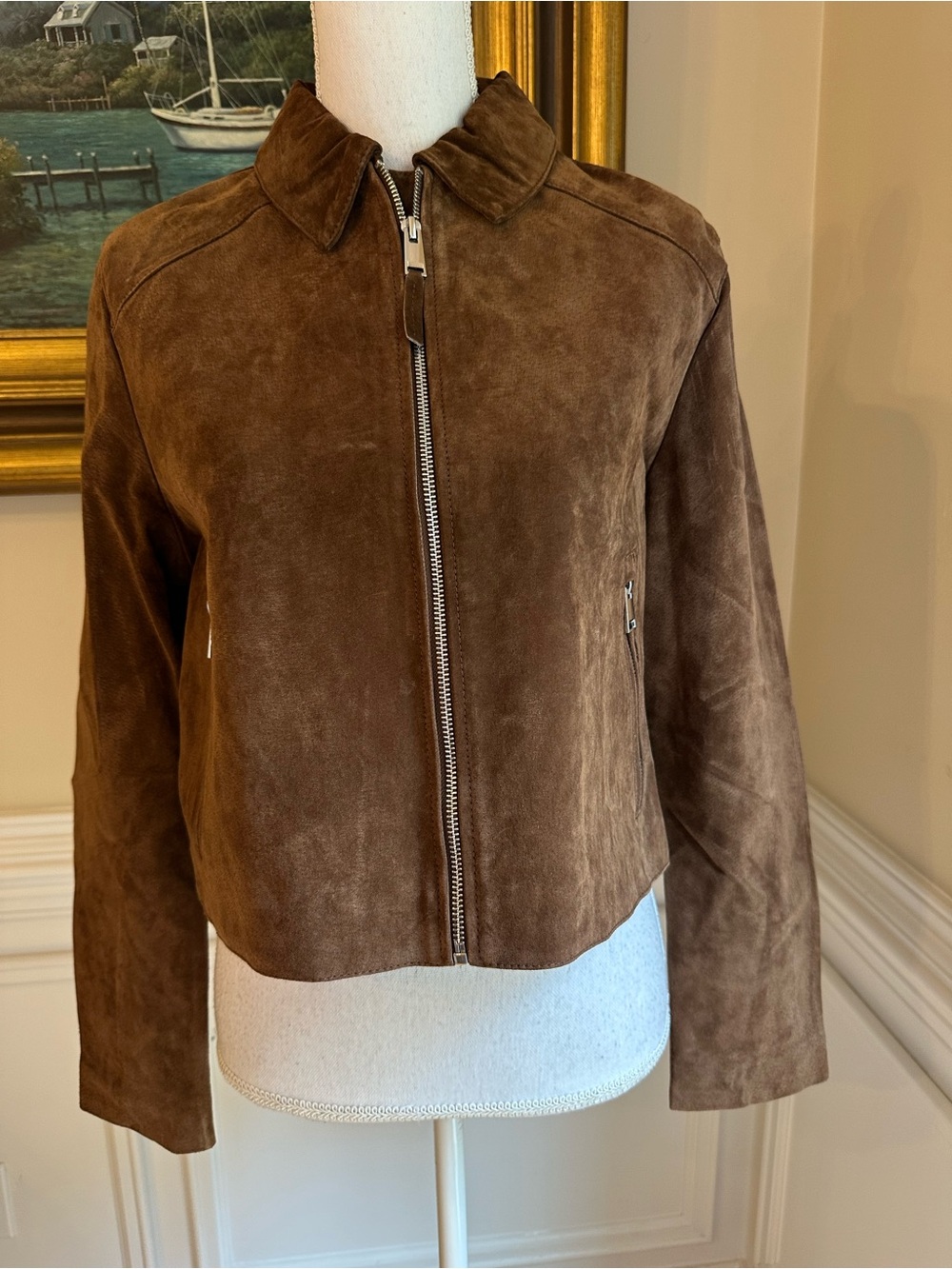 ZARA Brown Real Genuine Suede Leather Jacket